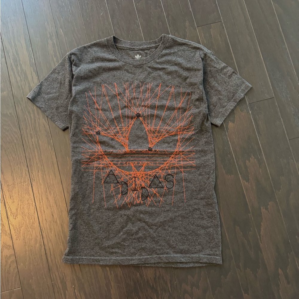 Adidas Men’s Gray and Orange Short Sleeve Tee